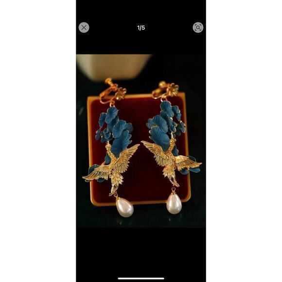 Gorgeous Gold Tone Phoenix Non-Pierced Earrings